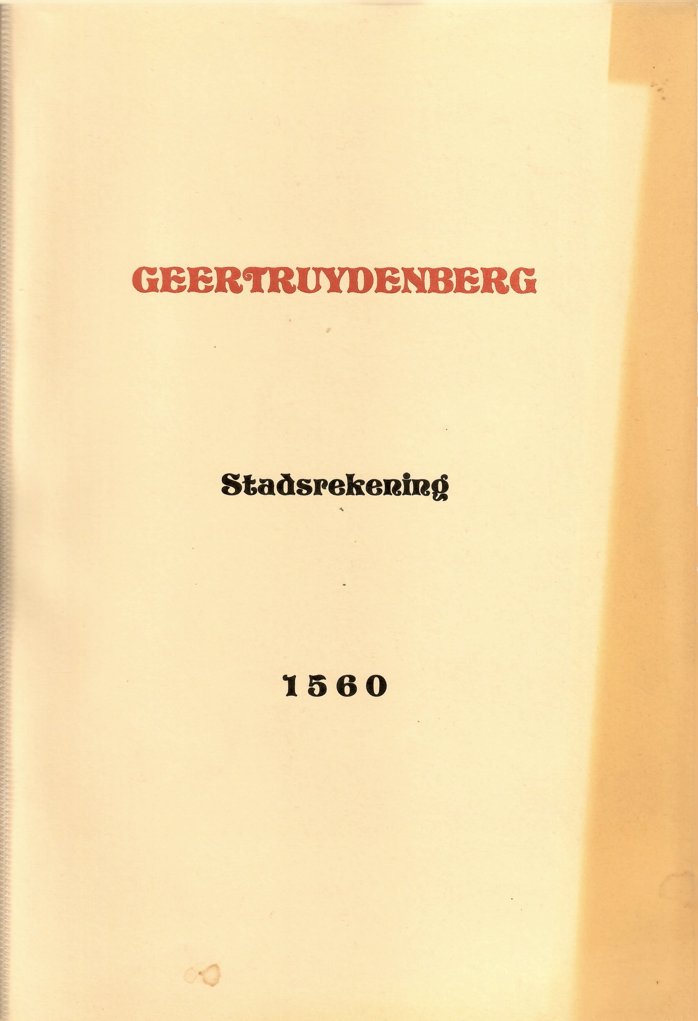 Cover of Geertruidenberg Stadsrekening 1560