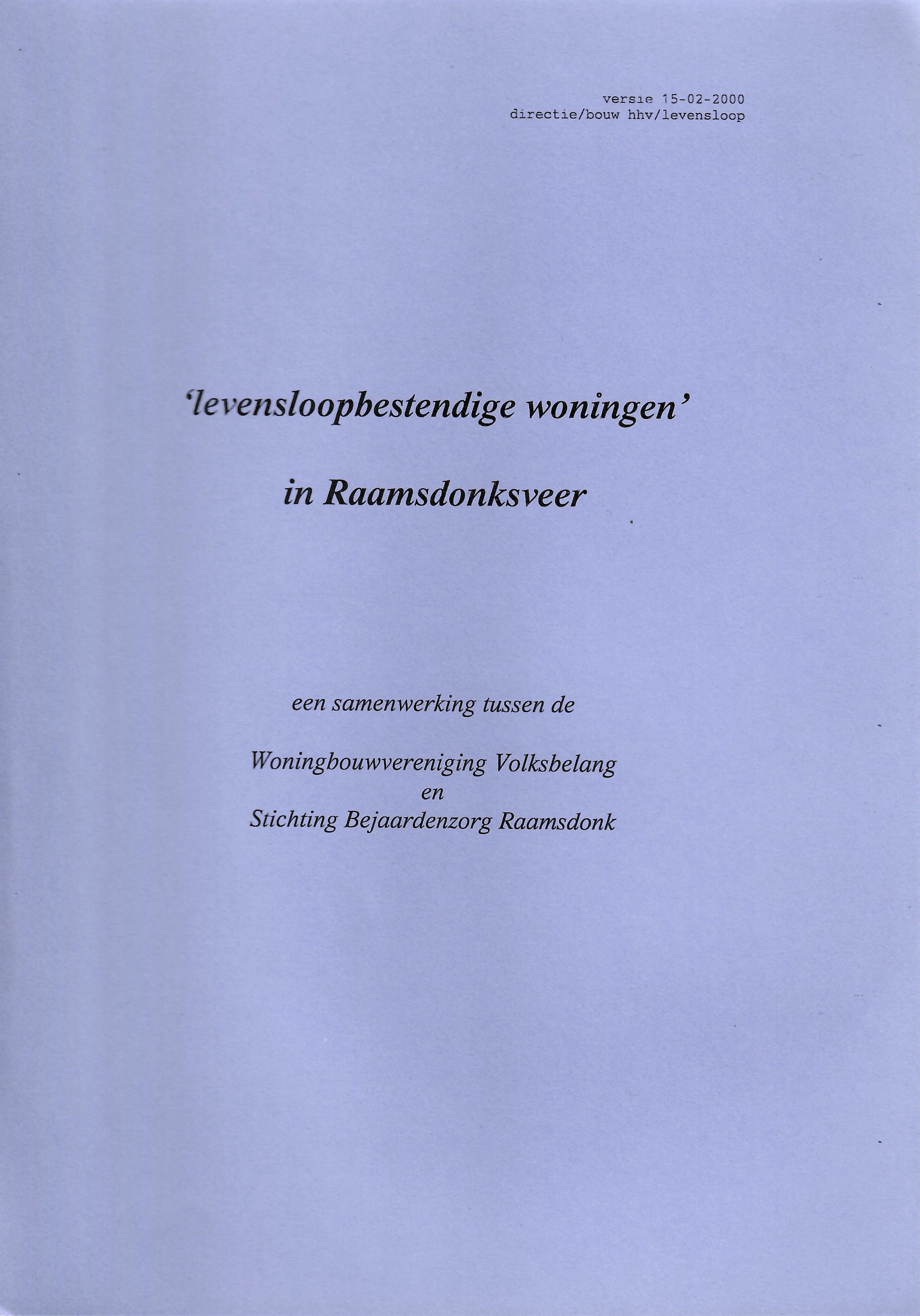 Cover of Levensloopbestendige woningen in Raamsdonksveer