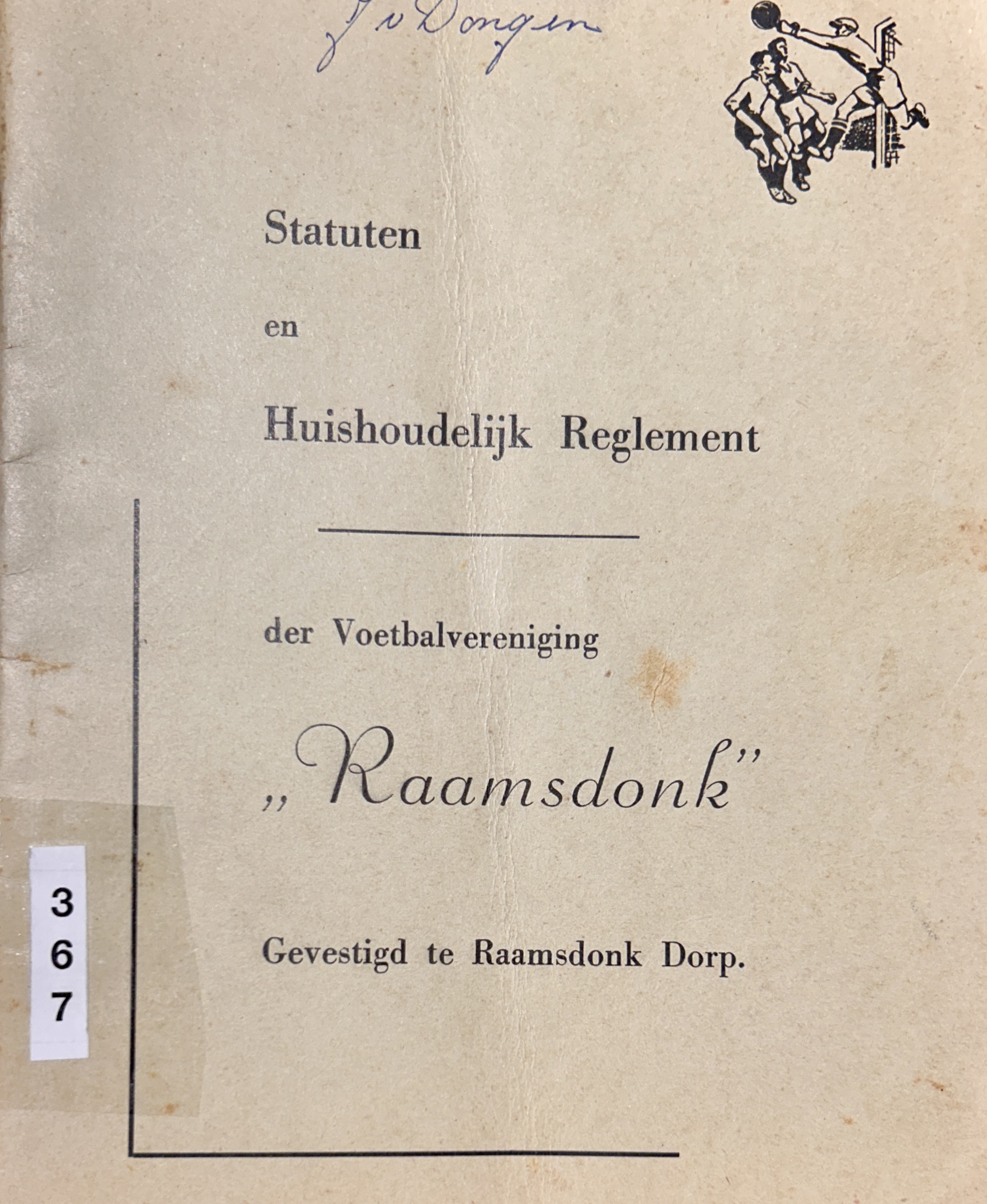 Cover of Statuten en Huishoudelijk Reglement der Voetvereniging Raamsdonk